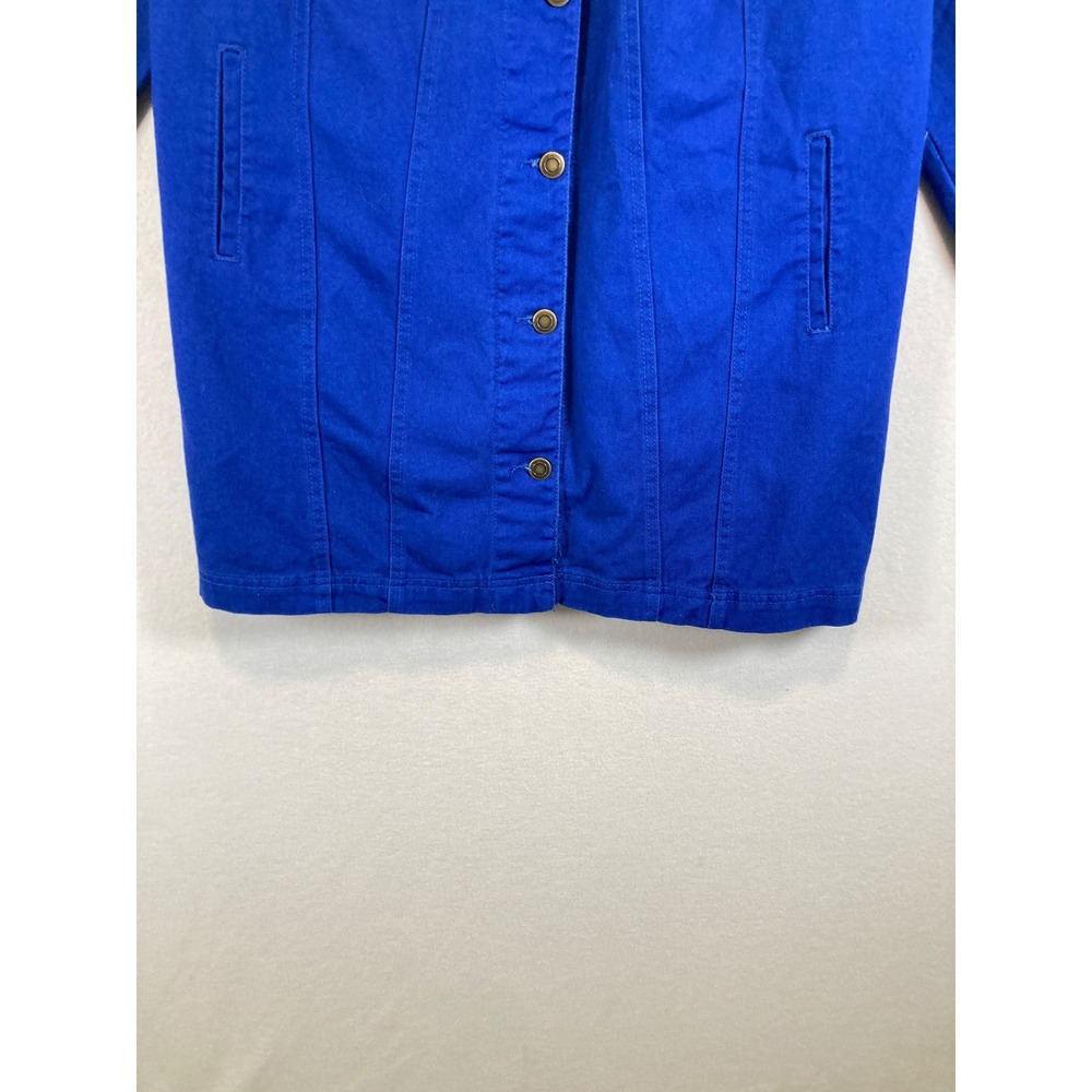 Vibrant Jessica London Womens 18W Cobalt Blue Cotton Longline‎ Chore Jacket - Picture 9 of 11
